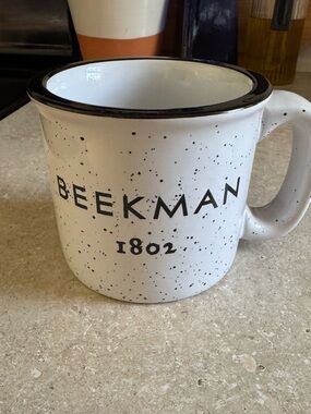 Beekman 1802 White Ceramic Speckled Mug with Black Details